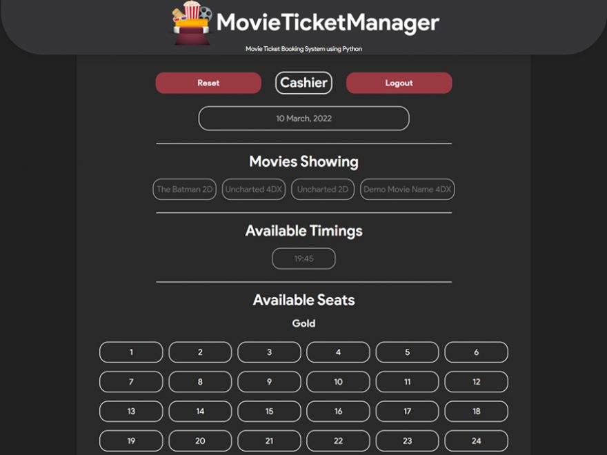python online movie booking system with source code