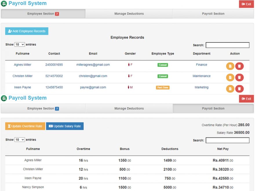 Payroll System in PHP with Source Code