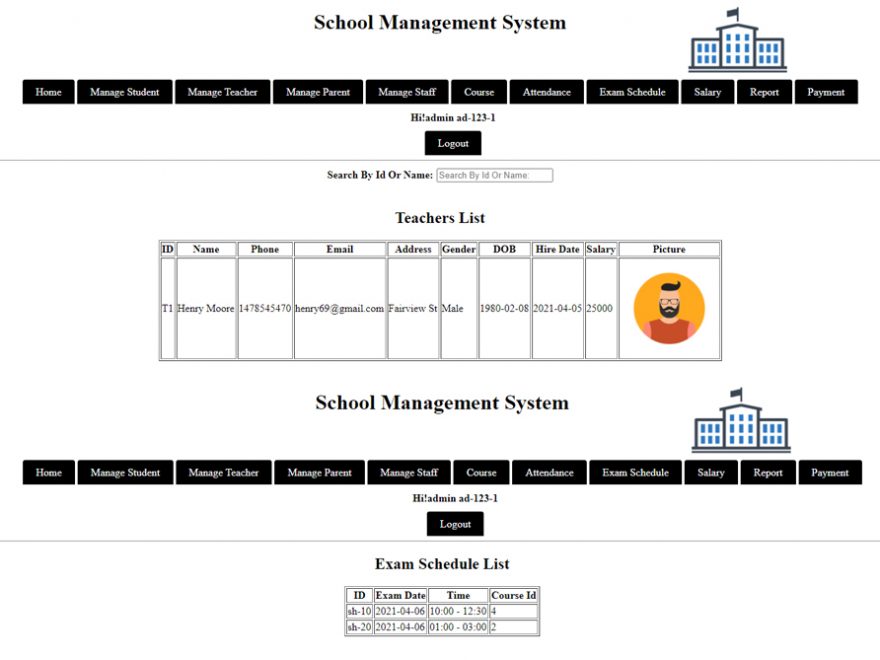 School Management System in PHP with Source Code