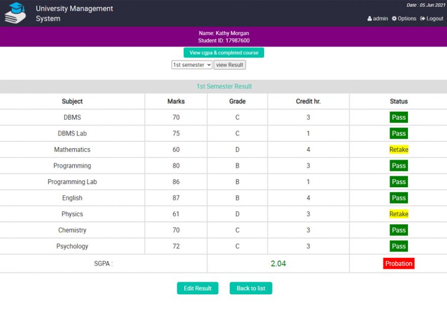 University Management System in PHP with Source Code In Free