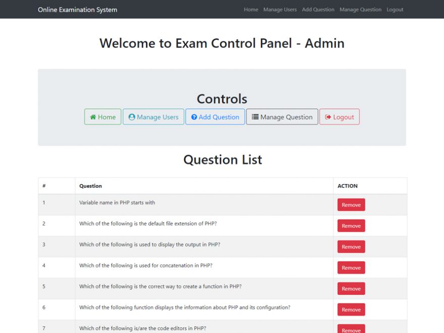 Download Online Examination System Project in PHP MySQL with Source Code