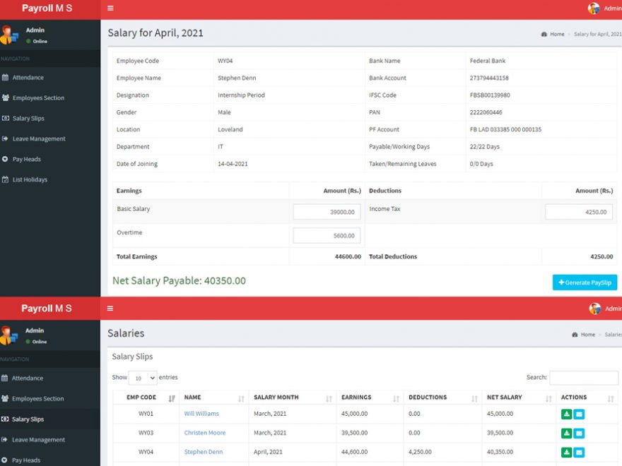 download Payroll Management System in PHP with Source Code for free